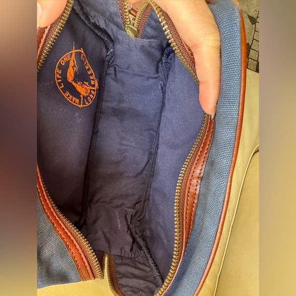 Tommy Bahama Mens Travel Bag Toiletries Navy Blue Leather - Picture 6 of 11